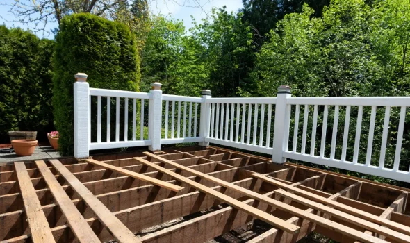 Deck Framing Stage by Builders Silverdale – Expert Deck Builders Deck framing in progress using quality materials by Builders Silverdale and experienced deck builders