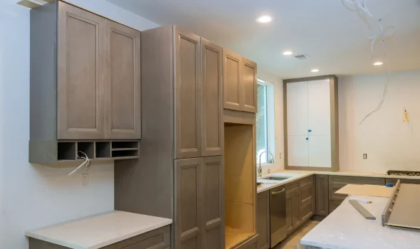 Mid-renovation kitchen with cabinetry and layout updates by Builders Silverdale expert in kitchen renovations